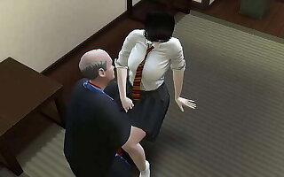 Japanese Step father taking care of his college step daughter