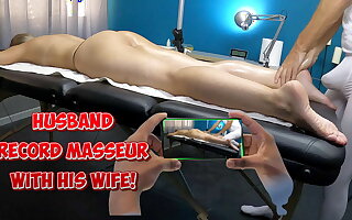 Masseur Touch his Dick on my Wife's Body